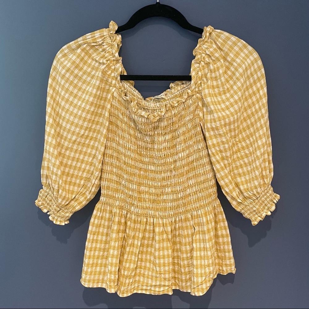 gingham yellow peplum blouse